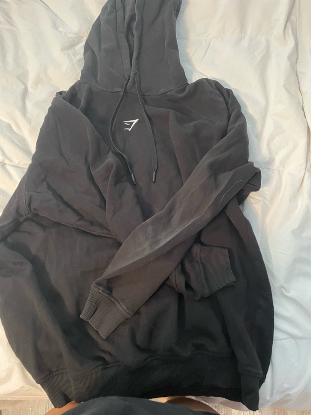 Gymshark Black Pullover Hoodie with White Tag